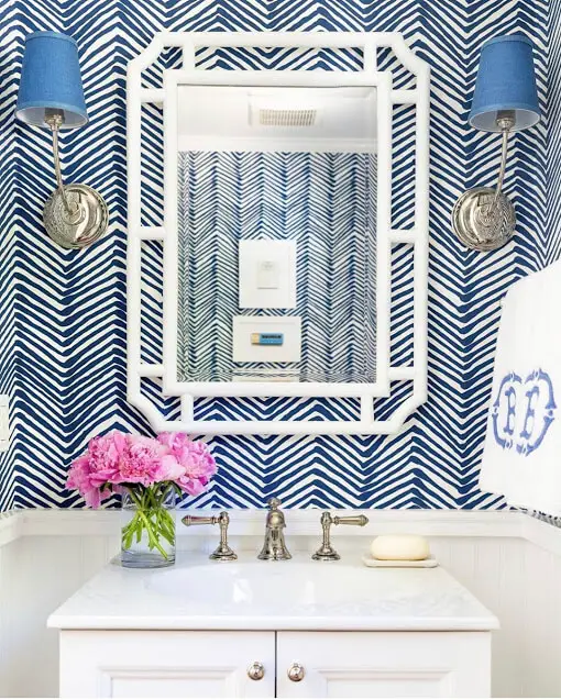  Zig Zag Blue bathroom wallpaper